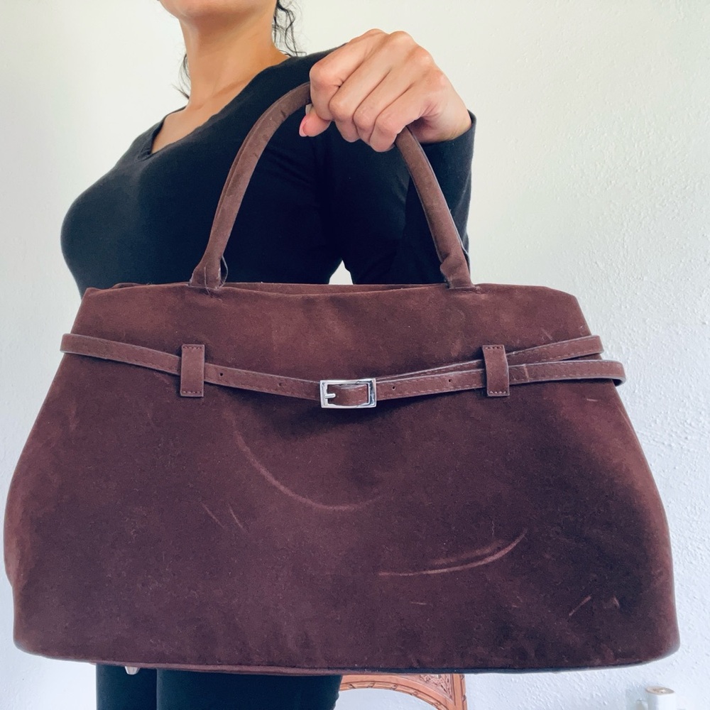 Elegant Brown Suede Women's Handbag